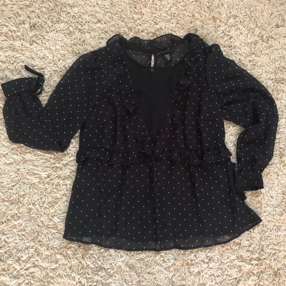 Torrid Chiffon Black White Dot Blouse Size 0 - Picture 4 of 8